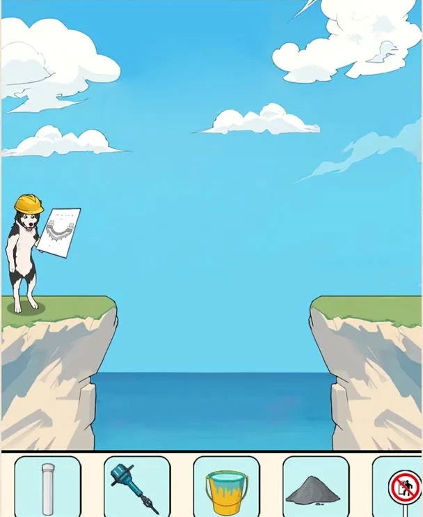 Сцена уровня 123 «Строй мосты» в Brain Puzzle: Tricky Quest