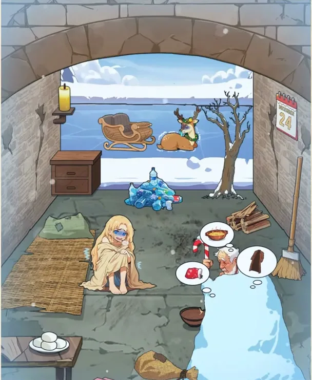 Сцена уровня 163 «Желание Рождества» в Brain Puzzle: Tricky Quest