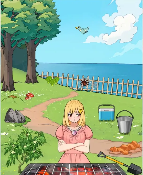 Сцена уровня 52 «Уличное BBQ» в Brain Puzzle: Tricky Quest