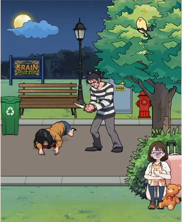 Сцена уровня 57 «Скрыться» в Brain Puzzle: Tricky Quest